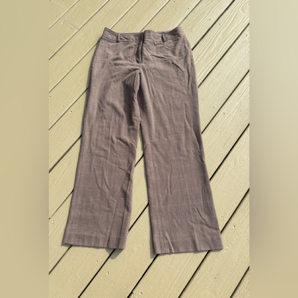 RAFAELLA Brown & Tan Plaid High-Rise, Wixe Leg Trousers, Size: 12